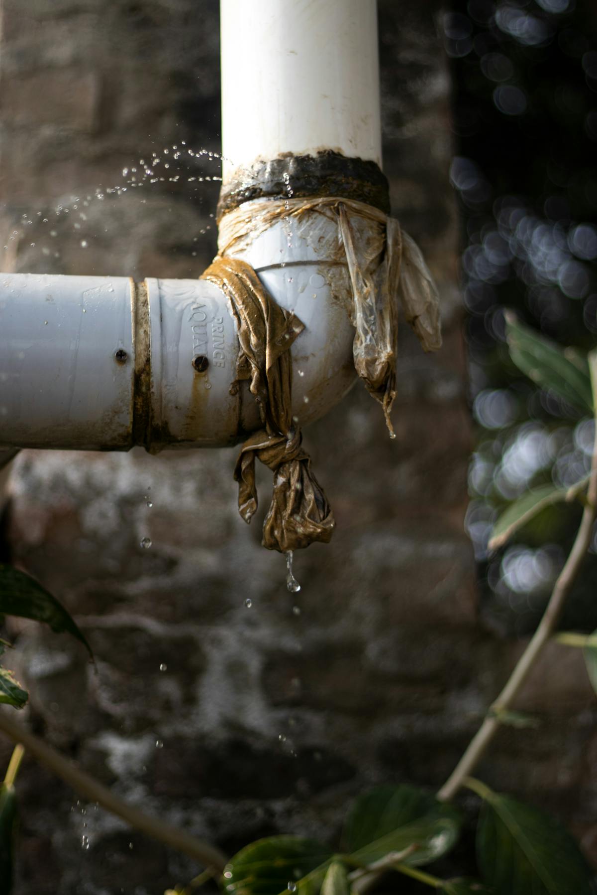 Leaking broken pipe with temporary repair - plumbing myths and costly homeowner mistakes Bayshore Plumbing